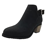 Younsuer fall winter chunky low heel Round toe side buckle ankle booties boots
