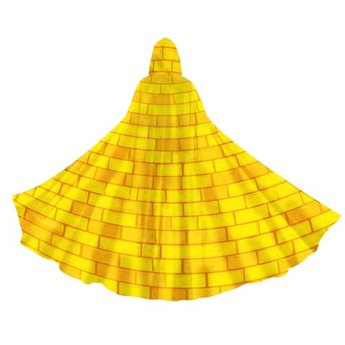 Zntuv Gold Yellow Brick Road Hooded Cloak for Men Women Robe Cape with Hood Medieval Cosplay Wizard Witch Costumes