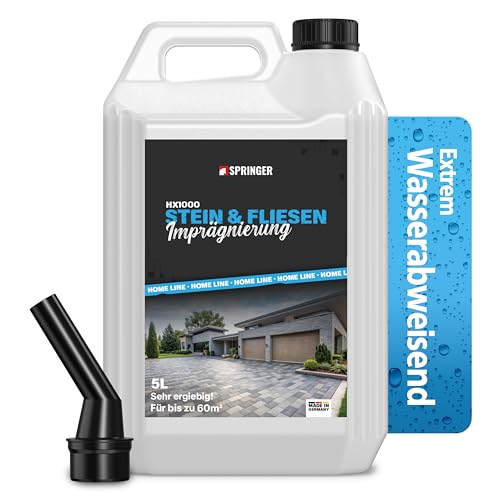 SPRINGER HX1000 - - Steinimprägnierung 5 L - - Made in Germany - - Stein- & Fliesenversiegelung für saugende Untergründe - - Nanoversiegelung für innen & außen - - Biologisch abbaubare Imprägnierung