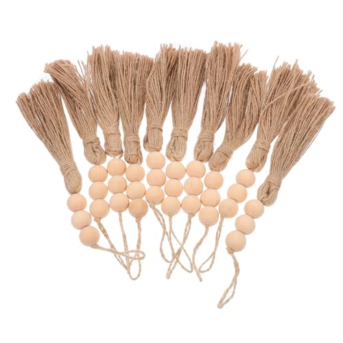 FOMIYES 10個 木製ビーズガード 風麻紐吊り飾り ラルホーム ト壁飾り バー向け田舎風 リア