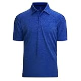 Alex Vando Mens Golf Shirt Moisture Wicking Quick-Dry Short Sleeve Polo,02A Dark Blue,L