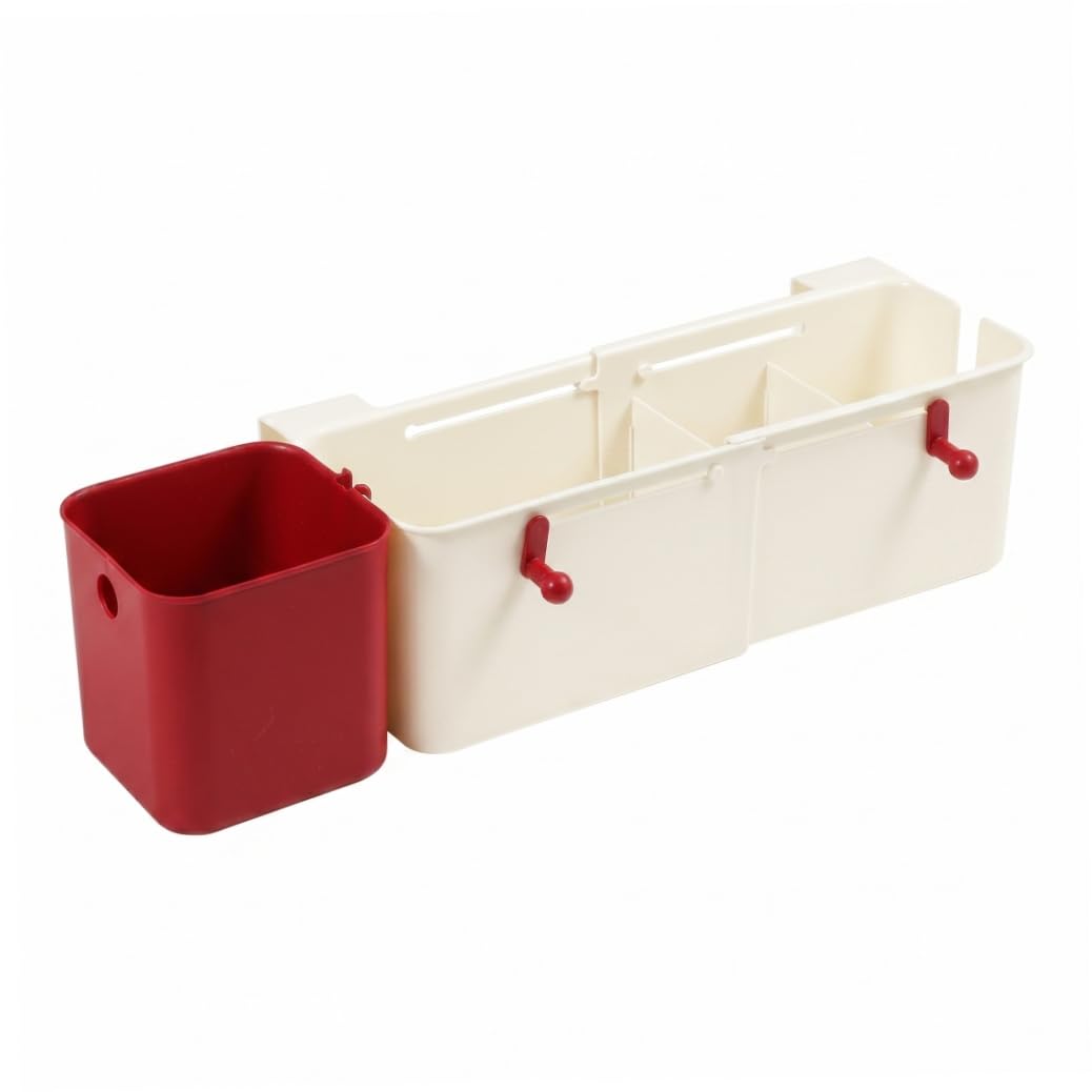 Bemonew Bedside Caddy for Dorm Bed Bedside Shelf for Bed, Plastic Bunk Caddy, Retractable Hanging Storage, Dorm Organization for & Bedroom, Red