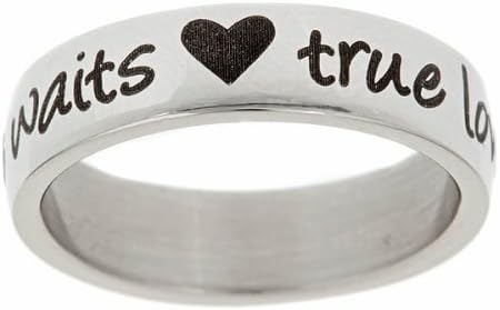 True Love Waits and Hearts Stainless Steel Purity Ring
