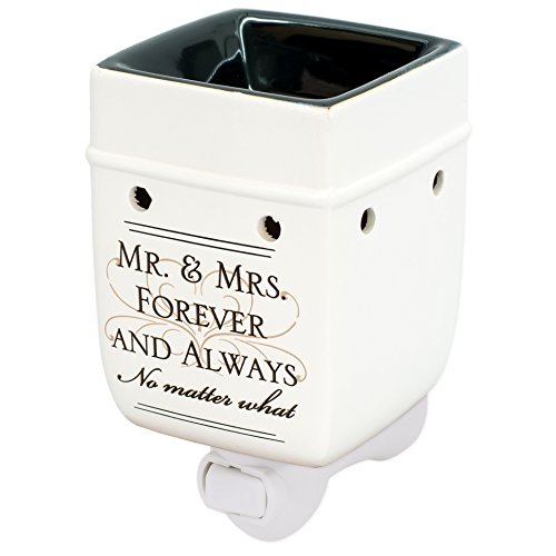 Elanze Designs Mr & Mrs Forever and Always Ceramic Stoneware Electric Plug-in Outlet Wax and Oil Warmer
