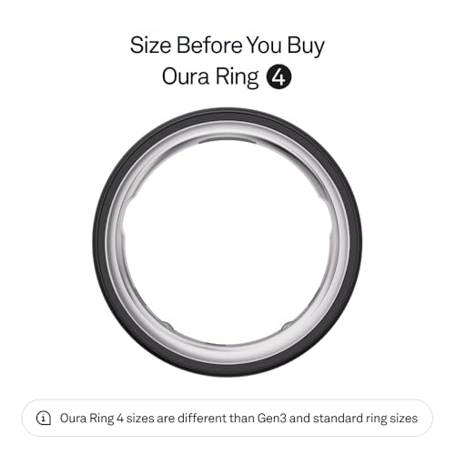 Oura Ring 4 - Stealth - Size 12 - Smart Ring - Unique Sizing, Not Standard US Ring Sizes - Size First - Sleep Tracking Wearable - Heart Rate - Fitness Tracker - Up to 8 Days of Battery Life