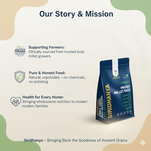 Image of Siridhanya unpolished whole grains Proso Millet | Gluten-Free, High plant based Protein & Fibre-Rich Superfood - Low GI, Vitamin-Packed Healthy Rice Alternative | Natural Grain for healthy life (500 g x 2 Pack)
