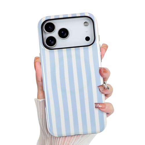 Image of KANGHAR Compatible with iPhone 17 Pro Case 2025, Aesthetic Stripes Cute Pattern, Support for MagSafe Shockproof Cover for Girls Women -Blue