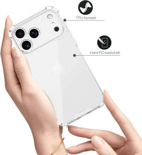 Image of Fashionury 3D Raised Transparent Crystal Clear Back Cover for iPhone 17 Pro Max | Shockproof Design | Anti-Slip Grip | Camera Protection | 360 Degree Protection Mobile Case