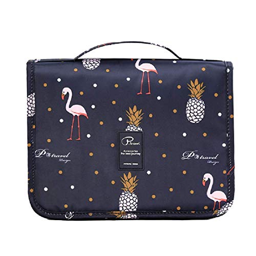 Lazy Cosmetic Bag Travel Makeup Toiletry Bag with Drawstring/Zipper Large Capacity Bathroom Jewelry Storage Waterproof Lazy Makeup Pouch Travel Organizer(Black)