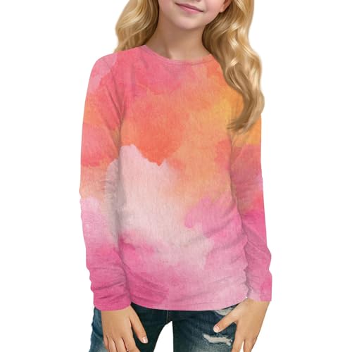 Clothes for Teen Girls Tops Long Sleeve Fall Cute Shirts Girls Beach Round Neck Teens Clothes Trendy Tie Dye 3-14 Years