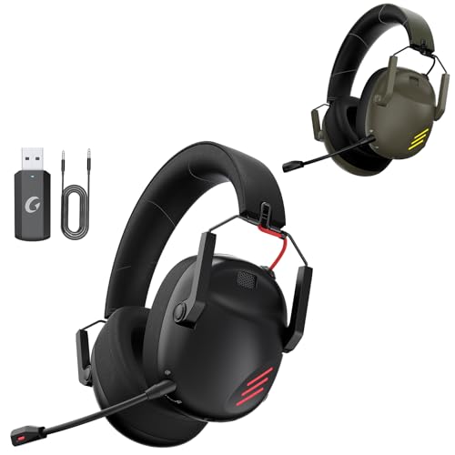 KAPEYDESI Wireless Gaming Headset Captain 600 Black + Green Foldable Design, Bluetooth 5.3 Gaming Headsets Wireless with Microphone