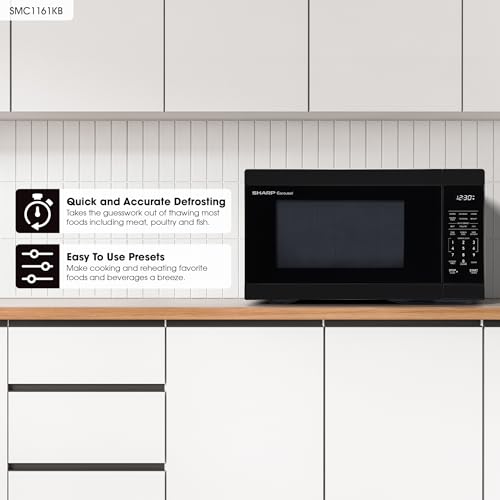 SHARP Countertop Microwave Oven with Removable 12.4" Carousel Turntable, 1000 Watt, 1.1 Cubic Feet, Black - Image 3