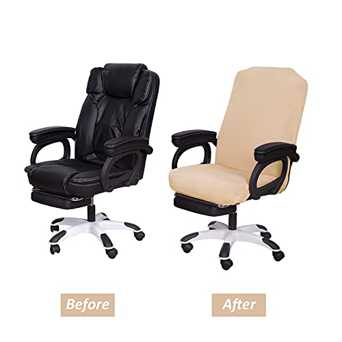 Image of SARAFLORA Office Chair Covers Stretch Washable Computer Chair Slipcovers for Universal Rotating Boss Chair Large Size, Champagne