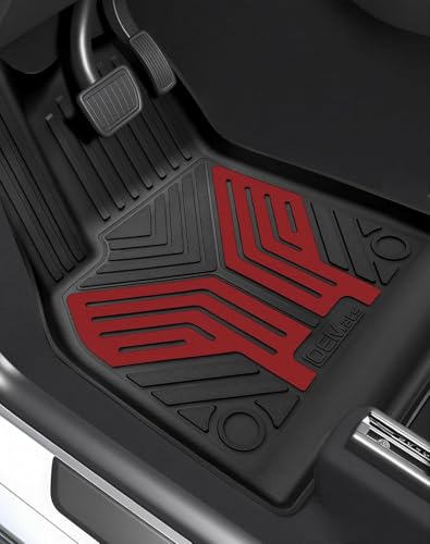 Image of Premium Color TPE Floor Mats 3-PCS Custom Fit for Tesla Model Y Juniper Accessories 2025 2026 | Not Just Black, Racing Red Wing Design | Car Mat Full Set Front & Rear | All-Weather Protection