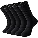 Clothirily 5 Pairs Wool Socks for Women - Thermal Hiking Socks Womens, Thick Warm Womens Merino Wool Socks, Super Soft Cabin Winter Boot Work Sock for Women - Black