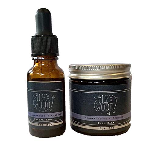 Wierook en Bergamot Geschenkset voor mannen. Gezichtscrème en serum - 100% natuurlijk, veganistisch, hydraterend, anti-veroudering, dierproefvrij