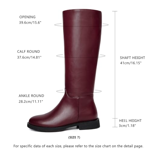 Image of Women's Knee High Boots Flat Round Toe Low Heel Tall Boots Side Zipper Fall Riding Long Boot