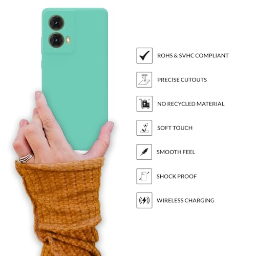 Image of SPRIG Compatible with Moto G85 Premium SilkTone (Liquid Silicone) Back Cover Drop Tested Shock Proof Mobile Case for Men, Women, Boys and Girls with Camera Protection (Turquoise Blue)