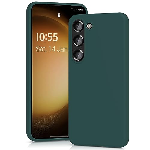 YATWIN Silicone Case for Samsung Galaxy S23 Plus Soft-Touch Shockproof Slim Durable Phone Cover - Dark Green