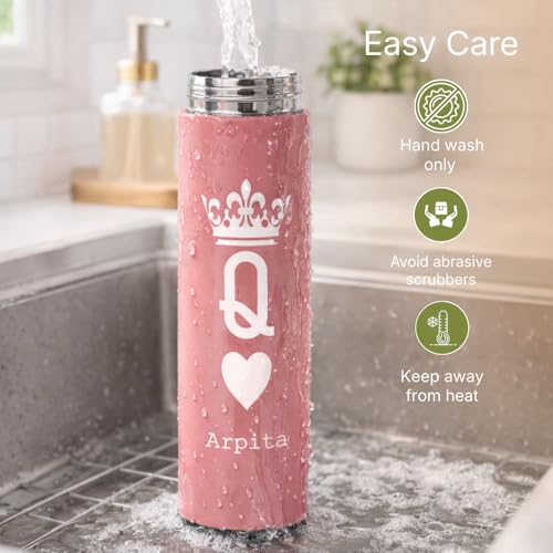 Image of fnp LED Temperature Custom Name Bottle | Personalised Water Bottle with Smart Temperature Display | Suitable for Office, School, Travel, Gifting & Daily Use (Queen Pink)