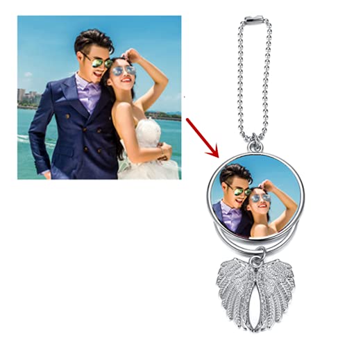 JIAMIN Guardian Angel Rearview Mirror Exquisite Photo Frame Stainless Steel Guardian Angel car Pendant Window Suspension and Porch Decoration