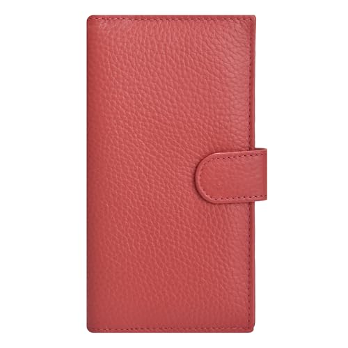 Image of Oak Leathers Checkbook Cover Slim Minimalist For Men with RFID Blocking Credit Card Holder Wallet (Rose)