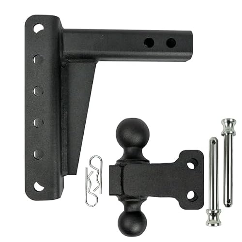 Bulletproof Hitches™ 2.0\" Adjustable Medium Duty (14,000lb Rating) 6\" Drop/Rise Trailer Hitch with 2\" and 2 5/16\" Dual Ball (Black Textured Powder Coat)