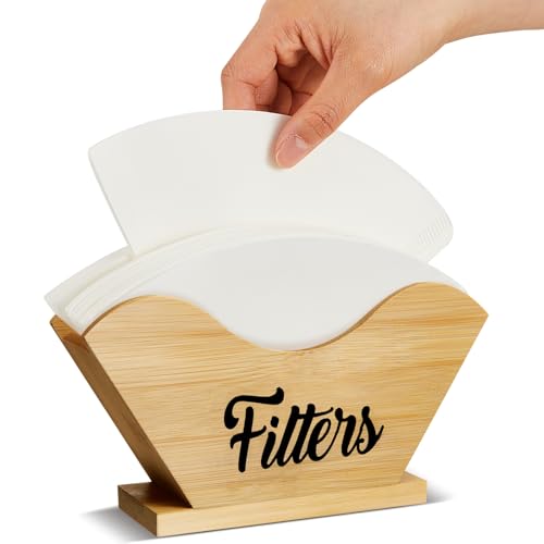 Support de filtre à café rustique en bois pour rangement et organisation de cuisine - 2