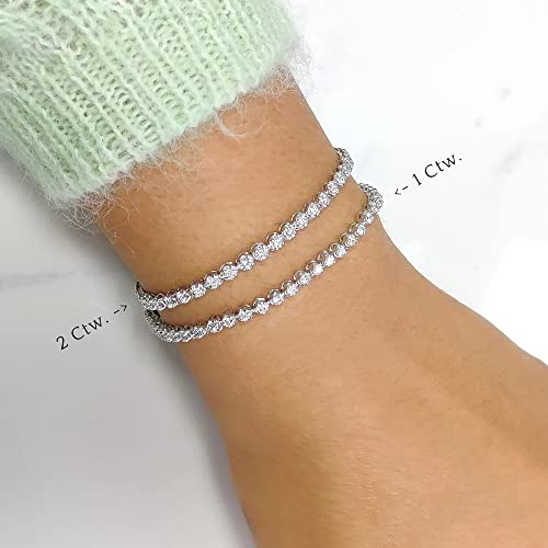 Fascinating Diamonds 1 Carat Lab Grown Round Cut Diamond Single Line Classic Bracelet 10K White Gold Lab Created Diamond Tennis Bracelet For Women (1Ct, G-H Color, Si1-Si2 Clarity) #TOP5