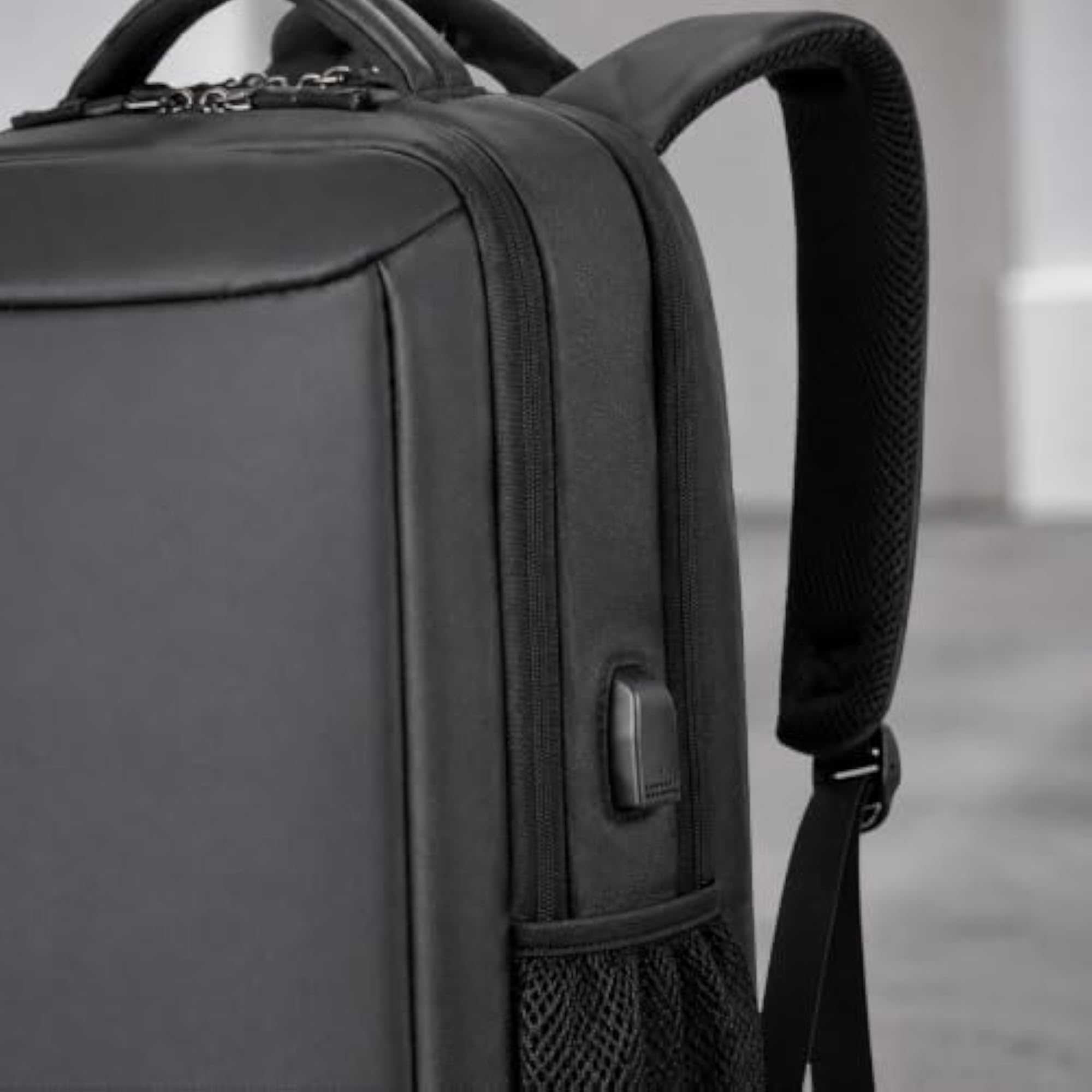 Large Capacity Men's Laptop Backpack with Leather Texture, Custom Logo Available