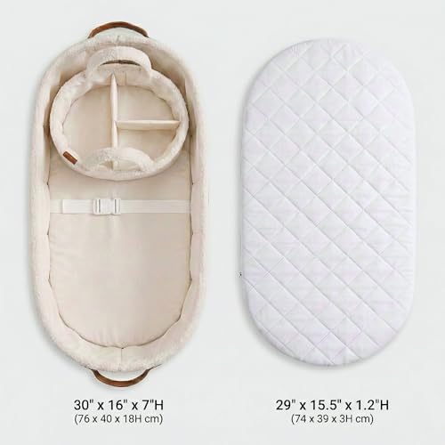 Image of PeraBella Baby Changing Basket for Dresser Top, Baby Moses Basket for Newborn, Portable Diaper Changing Pad Table Topper for Dresser, Includes Diaper Caddy Organizer with Handle, Moses Bassinet Mat
