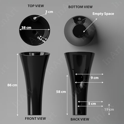 Image of InArt Ceramic Design Pedestal Free Standing Oval Wash Basin for Living Room and Bathroom (Black)