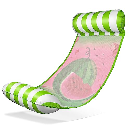 Balinco – Aufblasbare Wasserhängematte Luftmatratze mit 2 Luftkammern & Nylon Netz für Pool – Floatie Wassermatratze Relaxliege für Erwachsene & Kinder – Sommer Poolzubehör  Wassermelone Grün