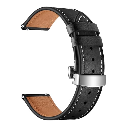 Image of ACM Watch Strap 20mm compatible with Compaq Q Watch Smartwatch | Luxury Leather Clasp Lock Belt Band