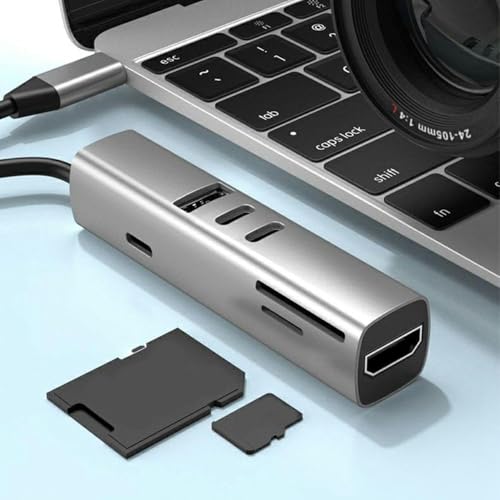 Image of USB C Hub 7-in-1, Multiport Adapter with 4K HDMI, 100W PD Charging, SD /TF Card Reader, 1 USB-A 3 .0 and 2 USB-C 2.0 Data Transfer Ports for Ma /Book Pro /Air, 1P.ad Pro, Laptop, XPS (TYS-7HD-2C)