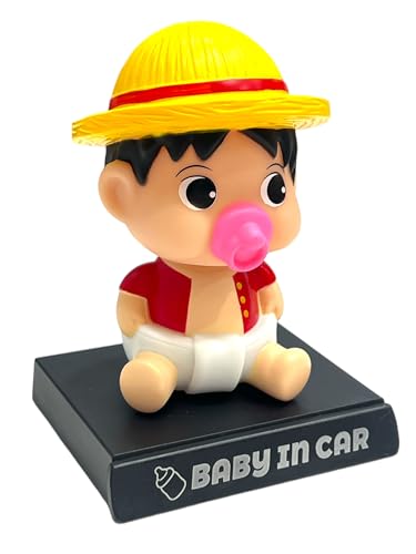 Image of AUGEN Super Hero Monkey D Luffy Baby Action Figure Limited Edition Bobblehead with Mobile Holder for Car Dashboard, Office Desk & Study Table (Pack of 1)