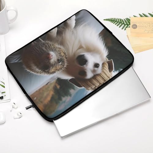 Funda para portátil 15 pulgadas diseño erizo y perro miniatura 4