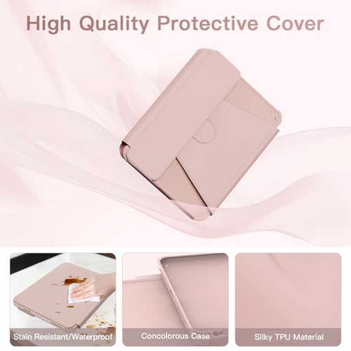 Image of RAYMCRAFT for iPad 11th(A16, 2025) /10th Generation Case with Keyboard, 360 Rotatable Case & Detachable Backlit Keyboard, Precision Cutouts and Pen Holder for iPad A16 11'' /10th 10.9'', Light Pink