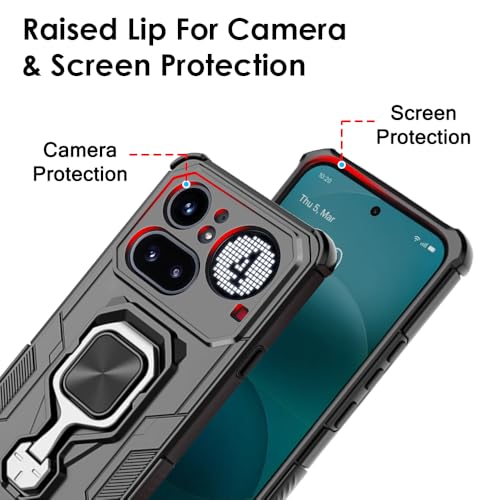 Image of TheGiftKart Tough Armor Bumper Back Case Cover for Nothing Phone 4a Pro 5G | Ring Holder & Kickstand in-Built | 360 Degree Protection Back Case Cover for Nothing Phone 4a Pro 5G (PC & TPU, Black)