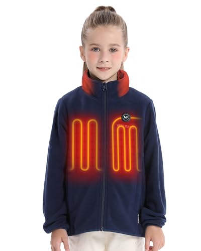 Image of Venustas Kids Heated Fleece Jacket with Battery Pack, Girls Youth Electric Heated Coat for Winter
