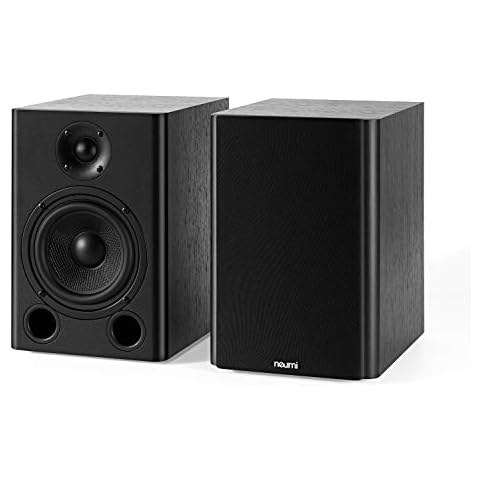 NEUMI BS5 Passive Bookshelf Speakers, 5-Inch Woofer, 1-Inch Tweeter, Dark Wood, 1 Pair Cover