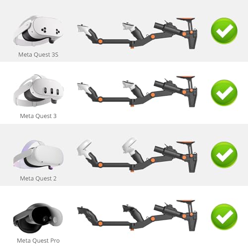Image of VR Gunstock for Meta Quest 2 Quest 3 Quest 3S Quest Pro - Adjustable FPS Gaming Controller Accessories with Quick Magnetic Attachment Cheek Pad for Immersive VR Gameplay (Black)