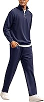 COOFANDY Men's 2-Piece Half-Zip Tracksuit Set - Relaxed Fit Athletic Jogging Sweatshirt & Pants for Running Gym