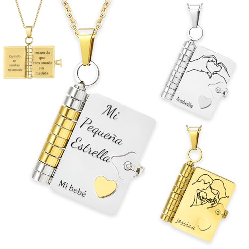Collar de libro Personalizado Para Hija Colgante de libro