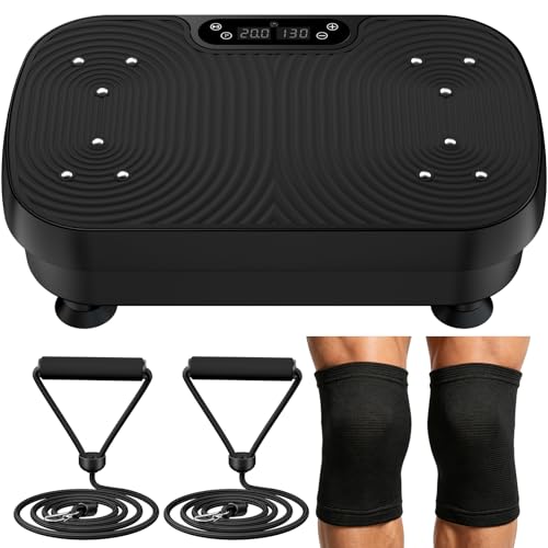Vibration Plate Exercise Machine Vibration Plate for Lymphatic Drainage Weight Loss 130 Levels Vibrating Plate with Knee Pads Bluetooth Shake Plate with 450 Lbs Capacity Full Body Workout Equipment