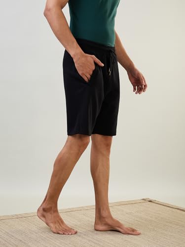 Image of SleepZ by Raymond Men Regular Fit Solid Pattern Cotton Polyester Blend Shorts