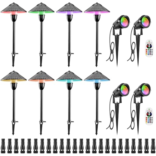 ZUCKEO RGB Color Changing Landscape Lights Low Voltage Pathway Lights 12V 24V Multi-Color LED Landscape Light Kit Waterproof for Yard Garden Path Christmas Decoration(12Pack)