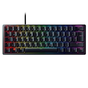 Razer Huntsman Mini (Purple Switch) - Kompakte 60% Gaming Tastatur (Klickende Optisch-Mechanische Switches, Doubleshot PBT-Tastenkappen, Abnehmbares USB-C Kabel) QWERTZ DE-Layout | Schwarz