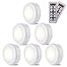 Lampe de Placard/Armoire, 6 Pack Lampe Led Sans Fil Blanc Chaud 4000k Dimmable Veilleuse LED A Pile avec Tactile et Télécommande Spot LED Autocollant Murale, Eclairage pour Cuisine Chambre