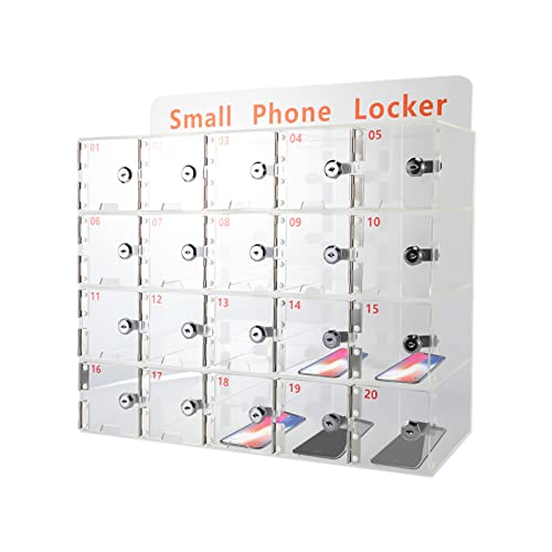 Cell Phone Storage Locker, 20 Slots Acrylic Material With Door Locks And Keys, Cell Phone Storage Box With Lock?Cell Phone Lockers For Employees?Wall-Mounted Cabinet Pocket Office Classroom Gym Box